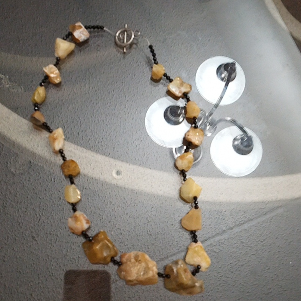 Vintage brown and white crystal necklace
